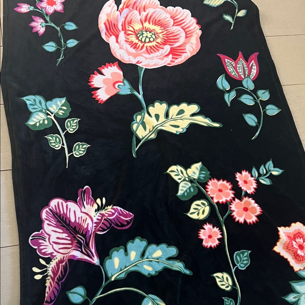 Vera Bradley Floral Black Throw Blanket